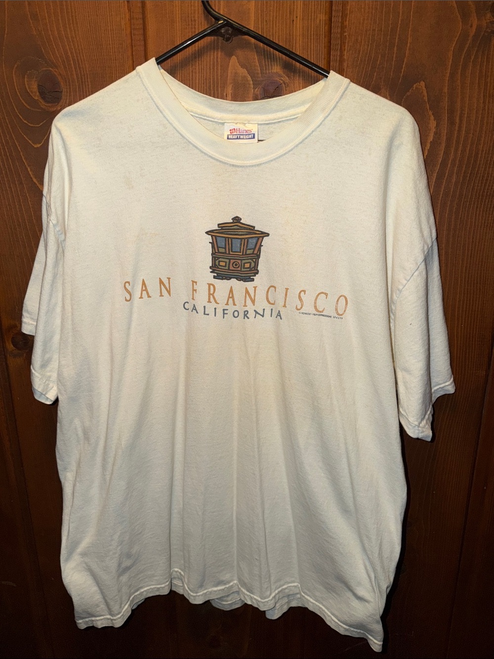 Hanes Heavyweight Crewneck Tee - Ivory with San Francisco, California graphic